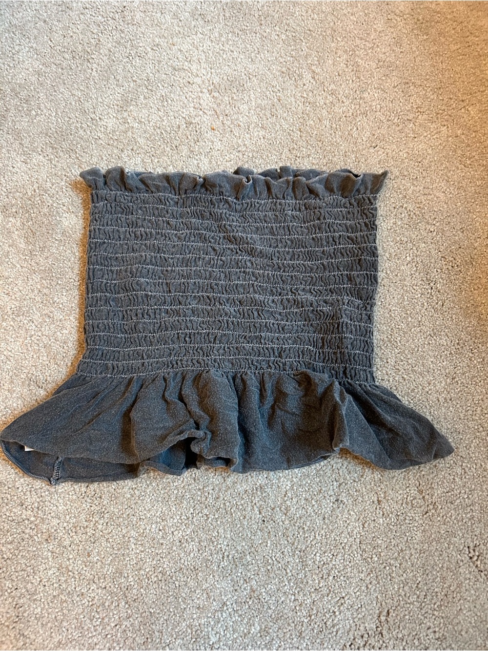 Urban Outfitters Charcoal Gray Smocked Ruffle Crop Top